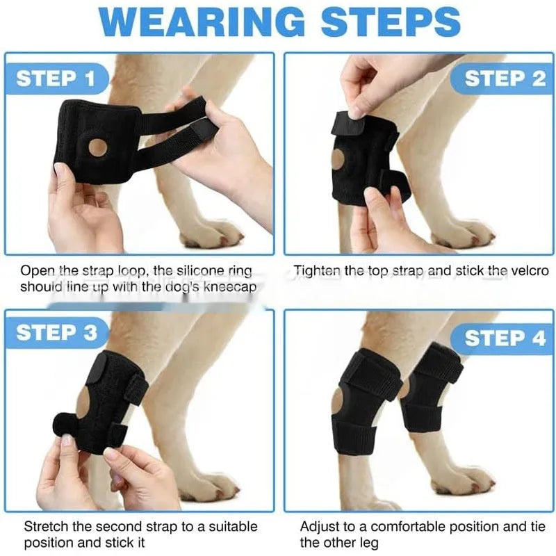 Black polyester dog leg guard for joint support and ACL ligament tear rehabilitation