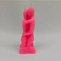 Small couple hug candle ornament in pink or red paraffin wax, size S, single candle for home decor