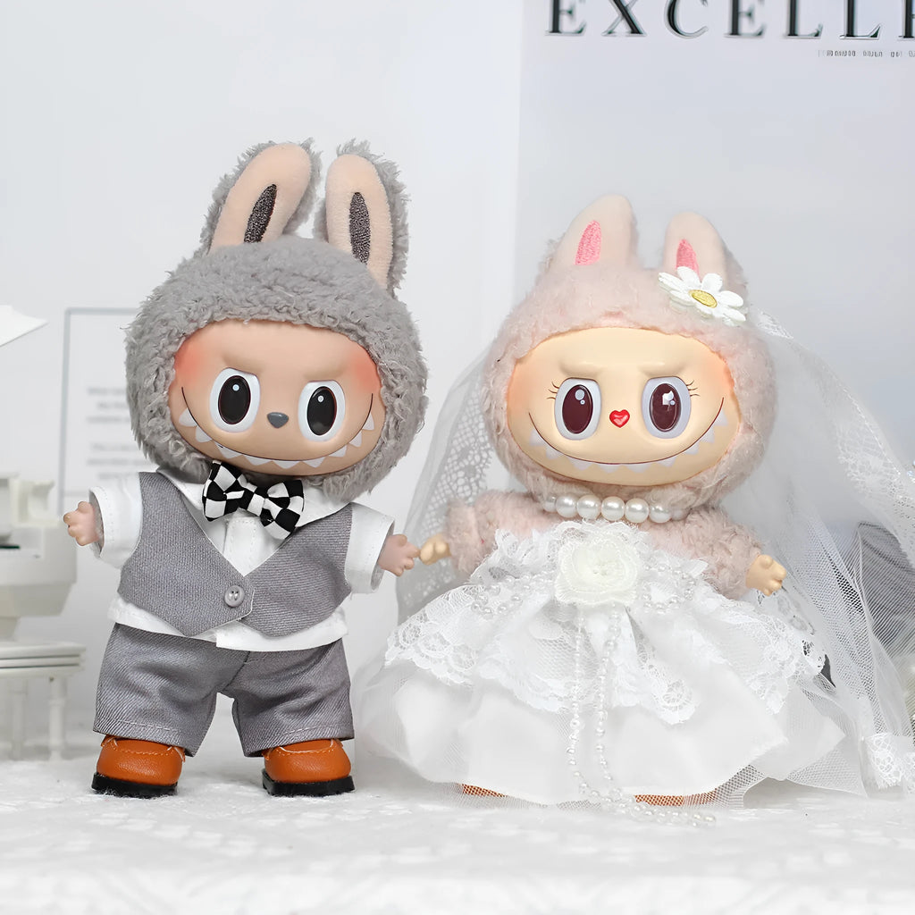 Vinyl pendant doll dress wedding Mr Vest style for 17cm Ragdoll car curtain doll clothes