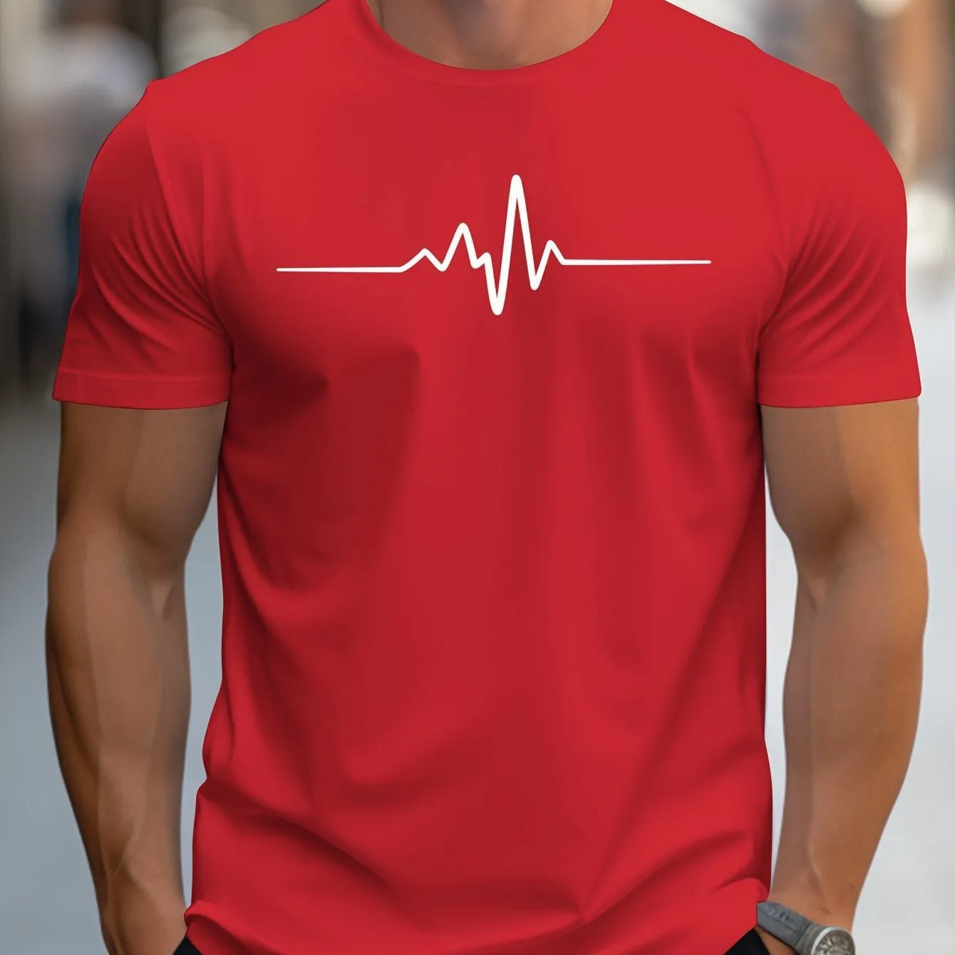 Men's loose-fit sports t-shirt with 3D graphic letter design in multiple colour options