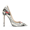 Women's pointed toe stiletto heels with rhinestone decoration on solid colour microfiber upper, 12cm heel height