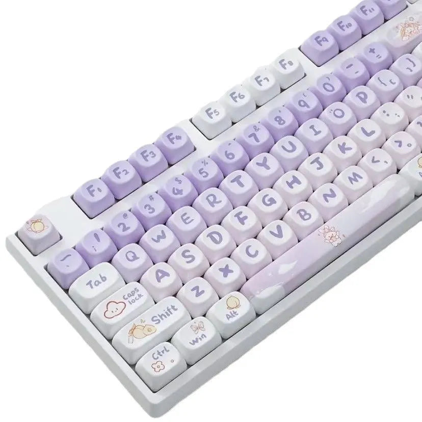 PBT gradient purple rabbit keycap set for mechanical keyboards with sublimation printing