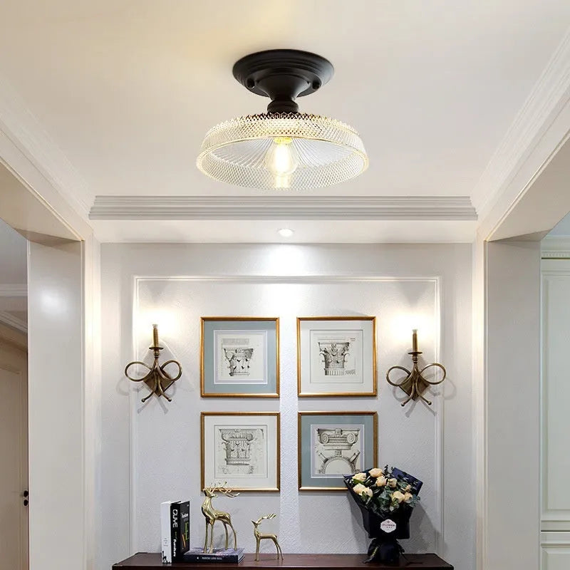 American retro single-head glass pendant ceiling lamp with 220V voltage