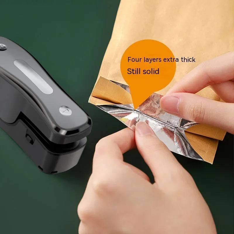 USB rechargeable mini sealing machine with magnetic patch in milky white colour