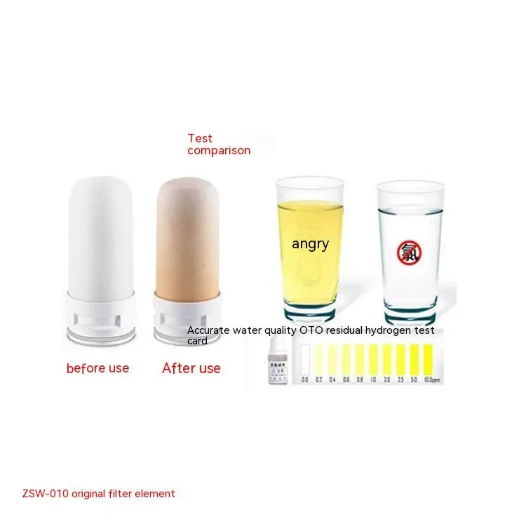 White diatom ceramic water filter element measuring 43mm square by 100mm long