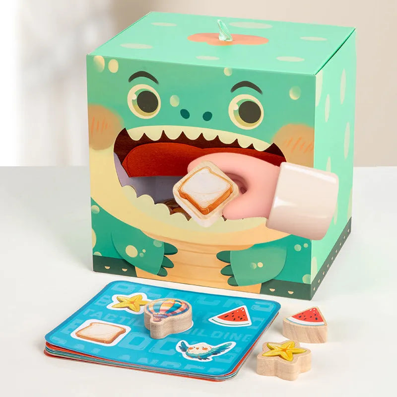 Wooden Montessori touch box and balance building blocks teaching aid set, 20 x 16cm, in colour box
