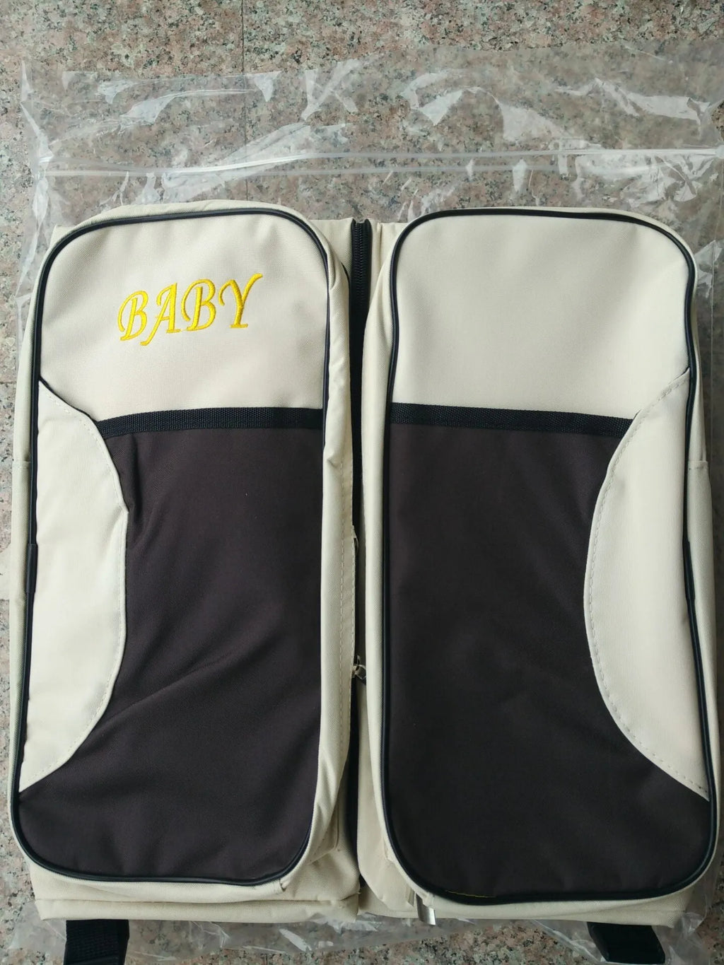 Baby portable travel bed mummy bag in 300D Oxford cloth, foldable design, shown in pink, red, dark blue, gray coffee, beige, gray blue, or coffee.
