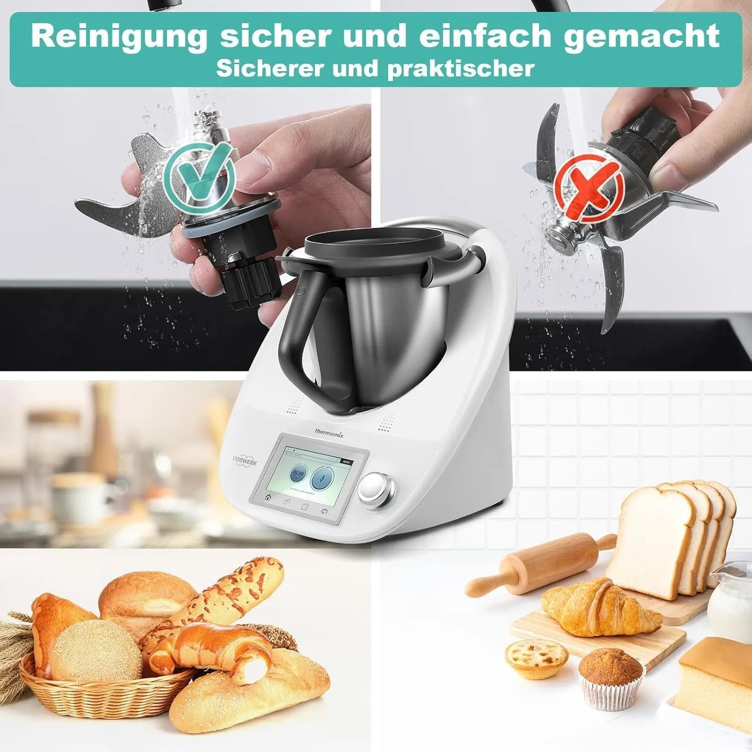 Thermomix dough knife stainless steel blade ceramic tm5to6 specification