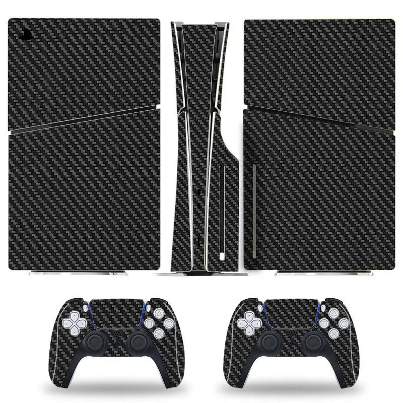 Gray removable sticker film for Sony PS5 Slim with custom cartoon graphic on digital optical drive area