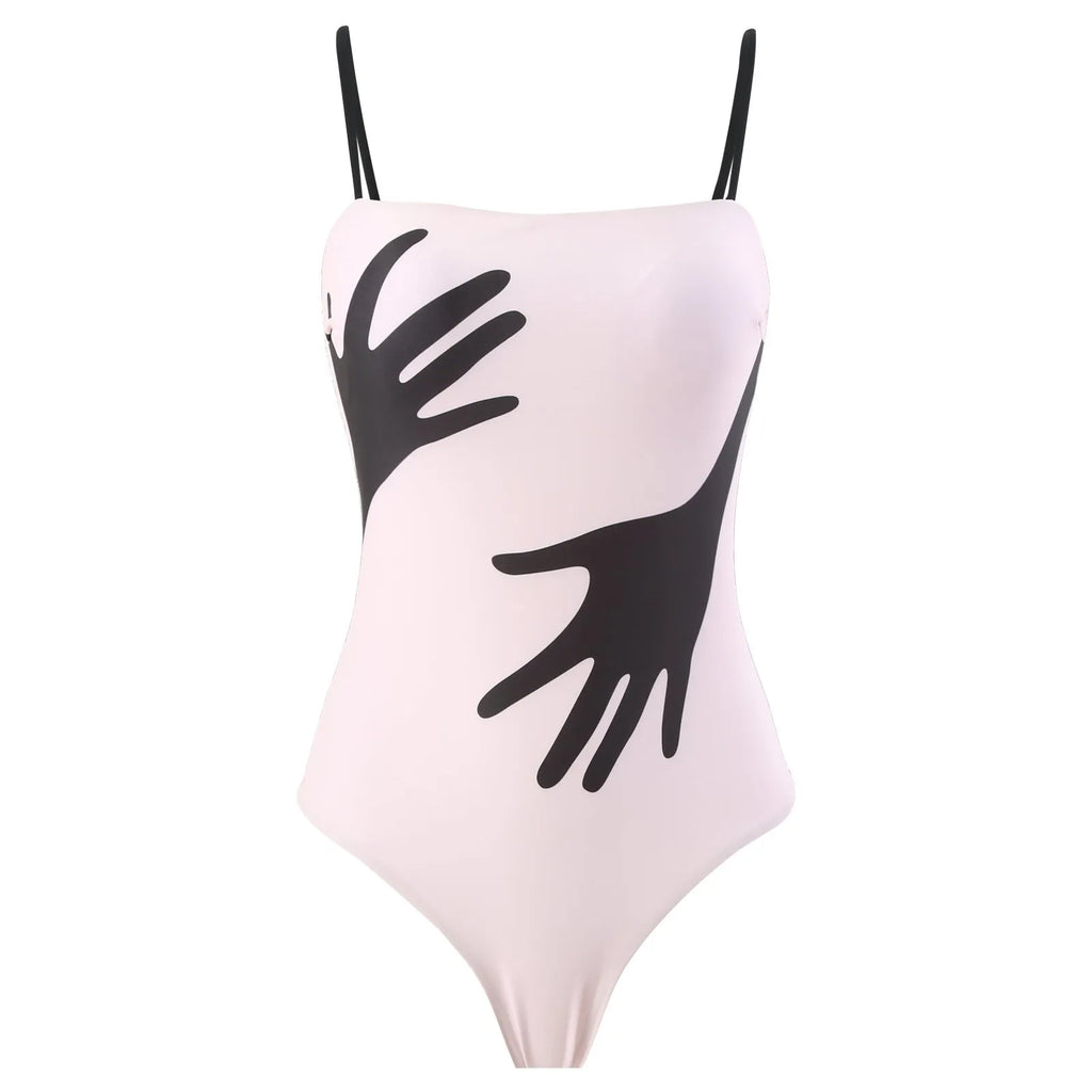 Women's patterned polyester bikini with detachable tulle skirt in one-piece design