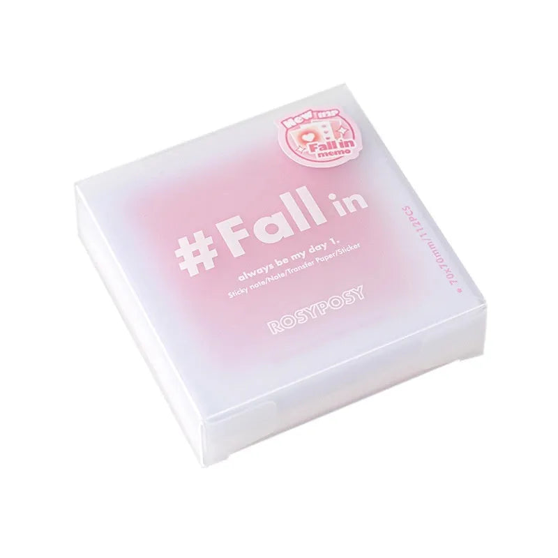 70x70mm multifunctional notepad set with blush, green, purple and blue colour options showing sticky notes, plain notes and parchment paper