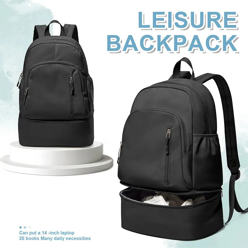 Women's casual waterproof polyester backpack in solid colour with adjustable shoulder straps