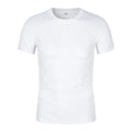 Men's solid colour short sleeve cotton t-shirt on a hanger in white and black.