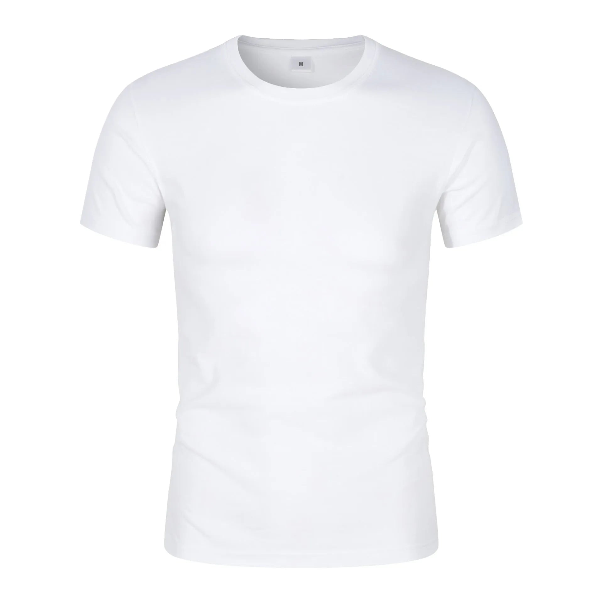 Men's solid colour short sleeve cotton t-shirt on a hanger in white and black.
