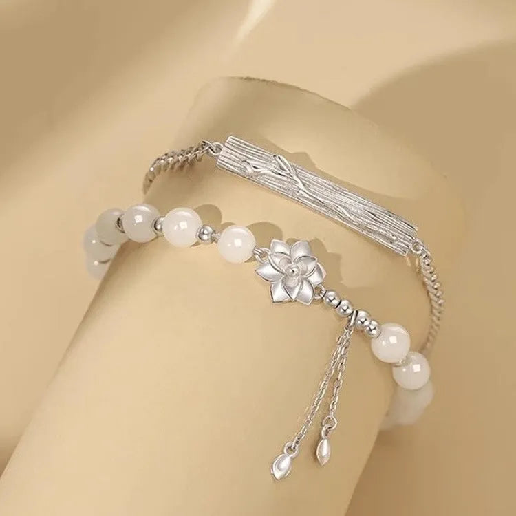 Hand-made new Chinese style bracelet with floral resin beads for couples.