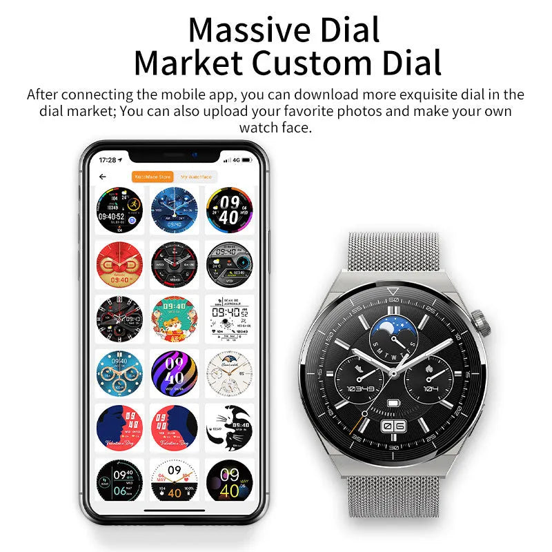 Black silicone strap silver case smartwatch with Bluetooth calling and health monitoring display