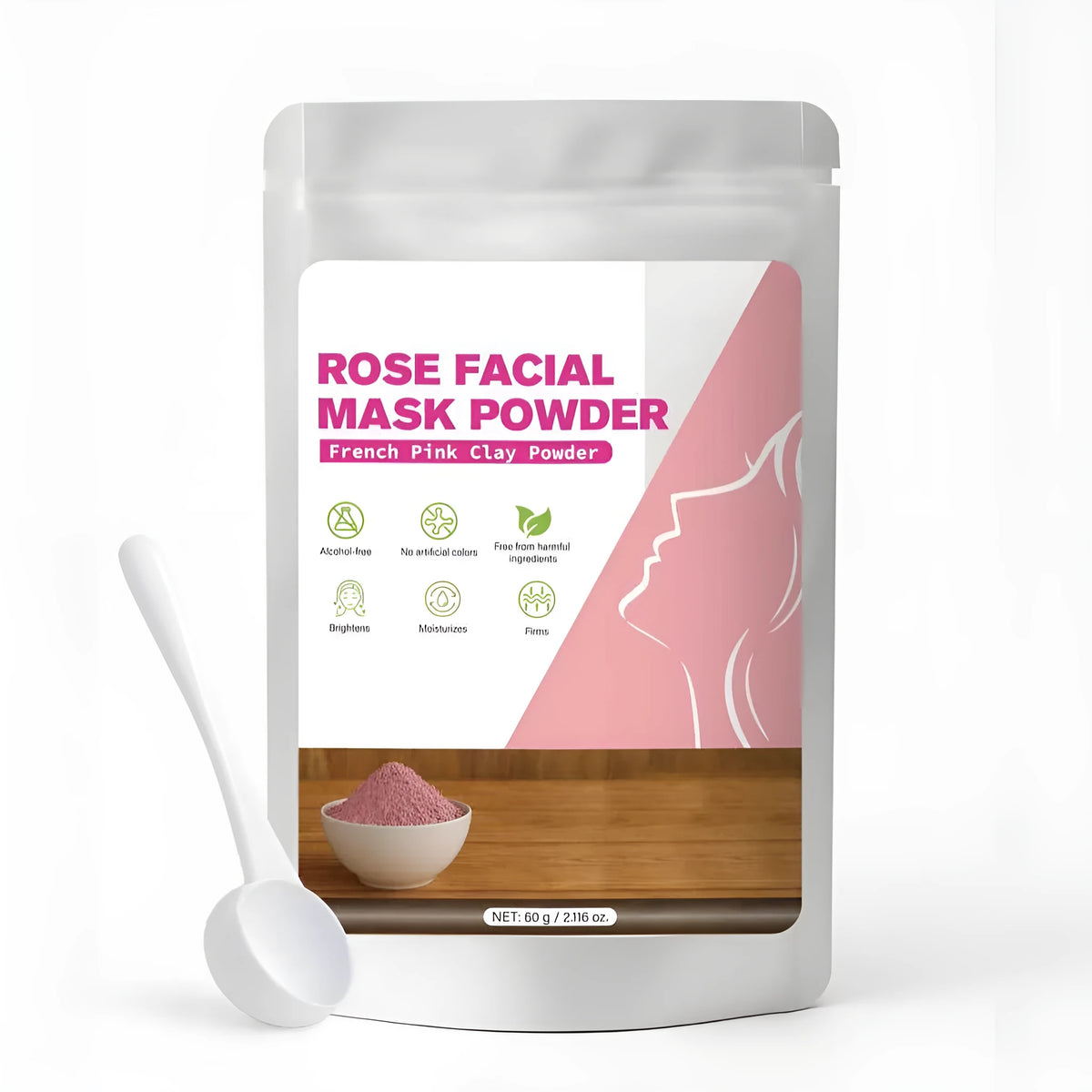 Rose mask powder 60g pack in neutral packaging, body care appliance, specification FP-F022