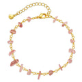 Geometric 18K copper women's bracelet with natural turquoise gravel crystals in multiple colours.