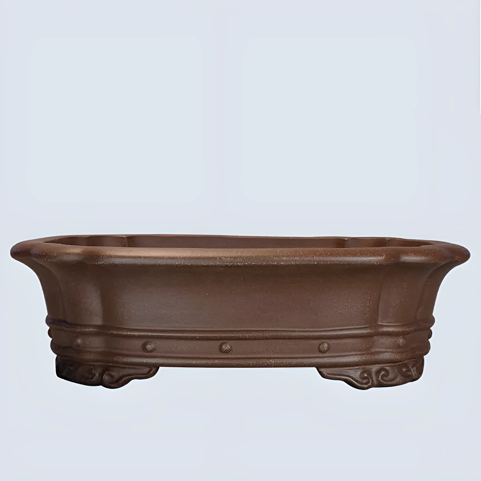 Purple clay rectangular antique begonia flower pot for desktop plants.
