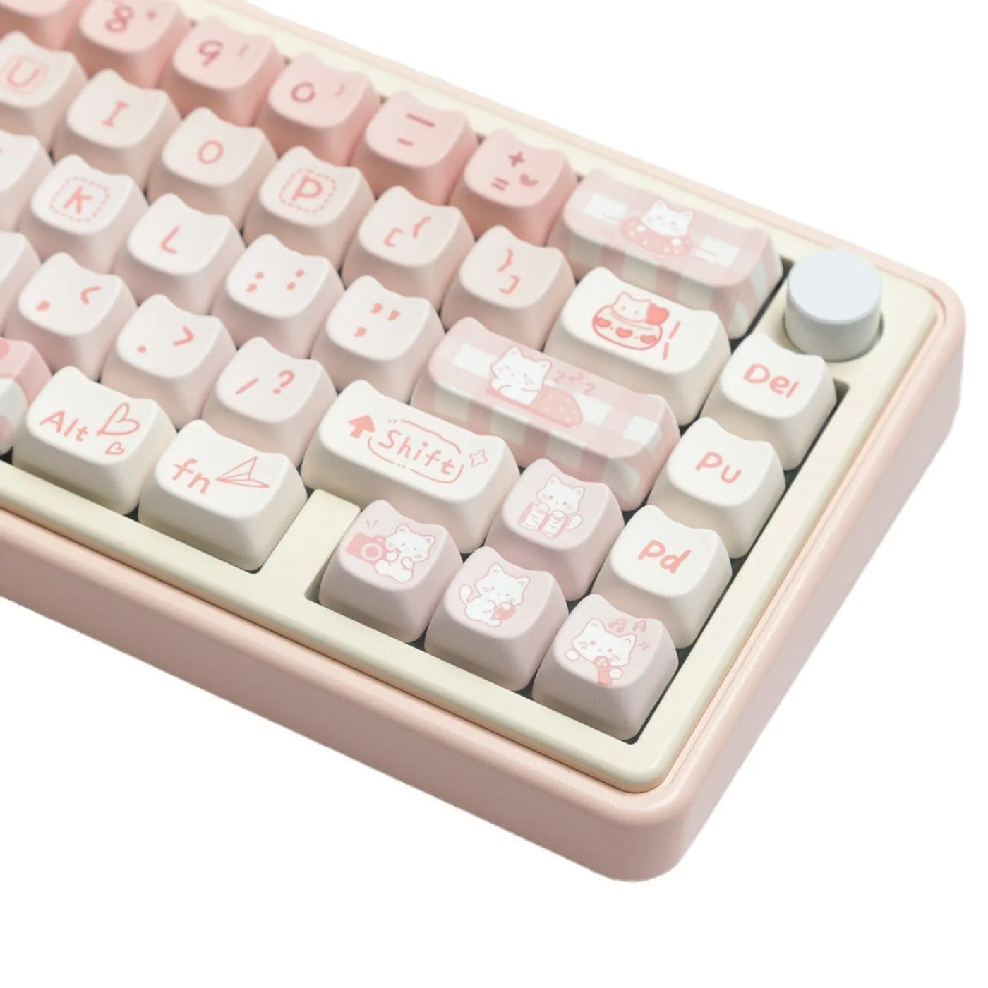 Full set of PBT dye-sublimated key caps for mechanical keyboard, showing vibrant colours and over 98 keys.