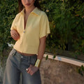 Men's casual loose fit short sleeve polyester shirt in black, white or yellow colours