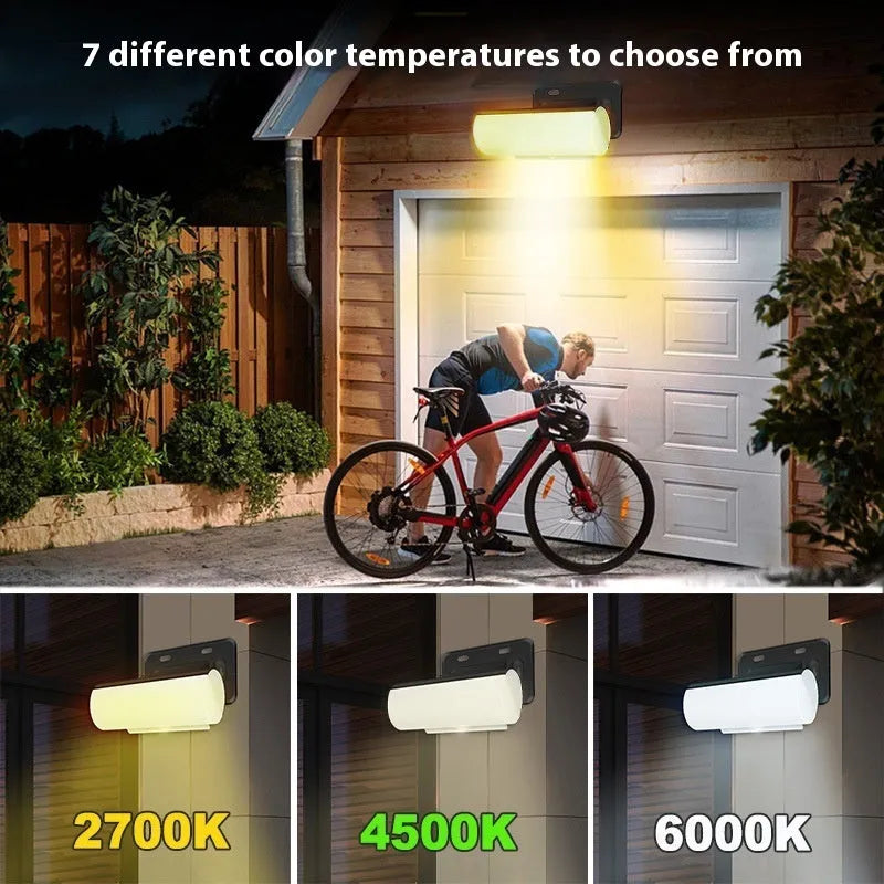 Solar sensor wall lamp super bright street lamp tricolour light black shell outdoor mounting