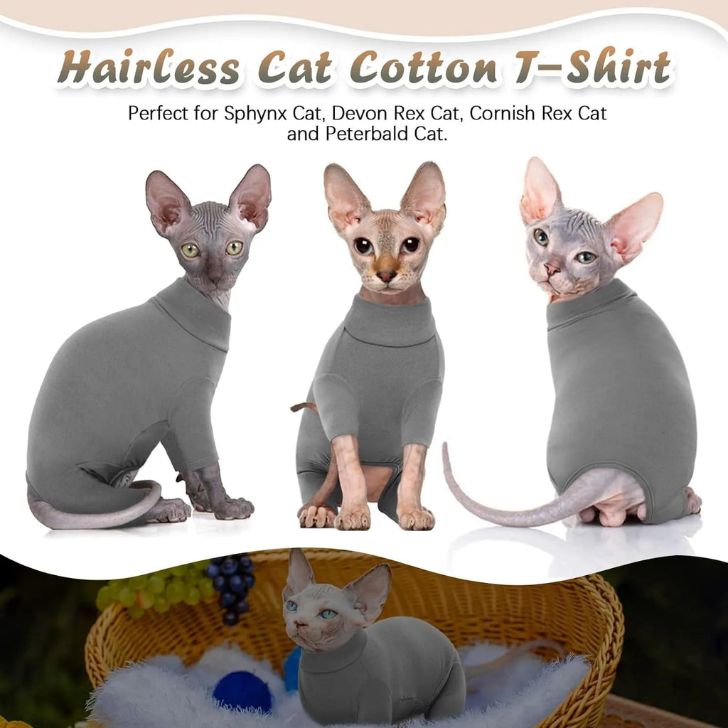 Turtleneck pullover cat sweater for hairless breeds with long sleeves and soft fabric