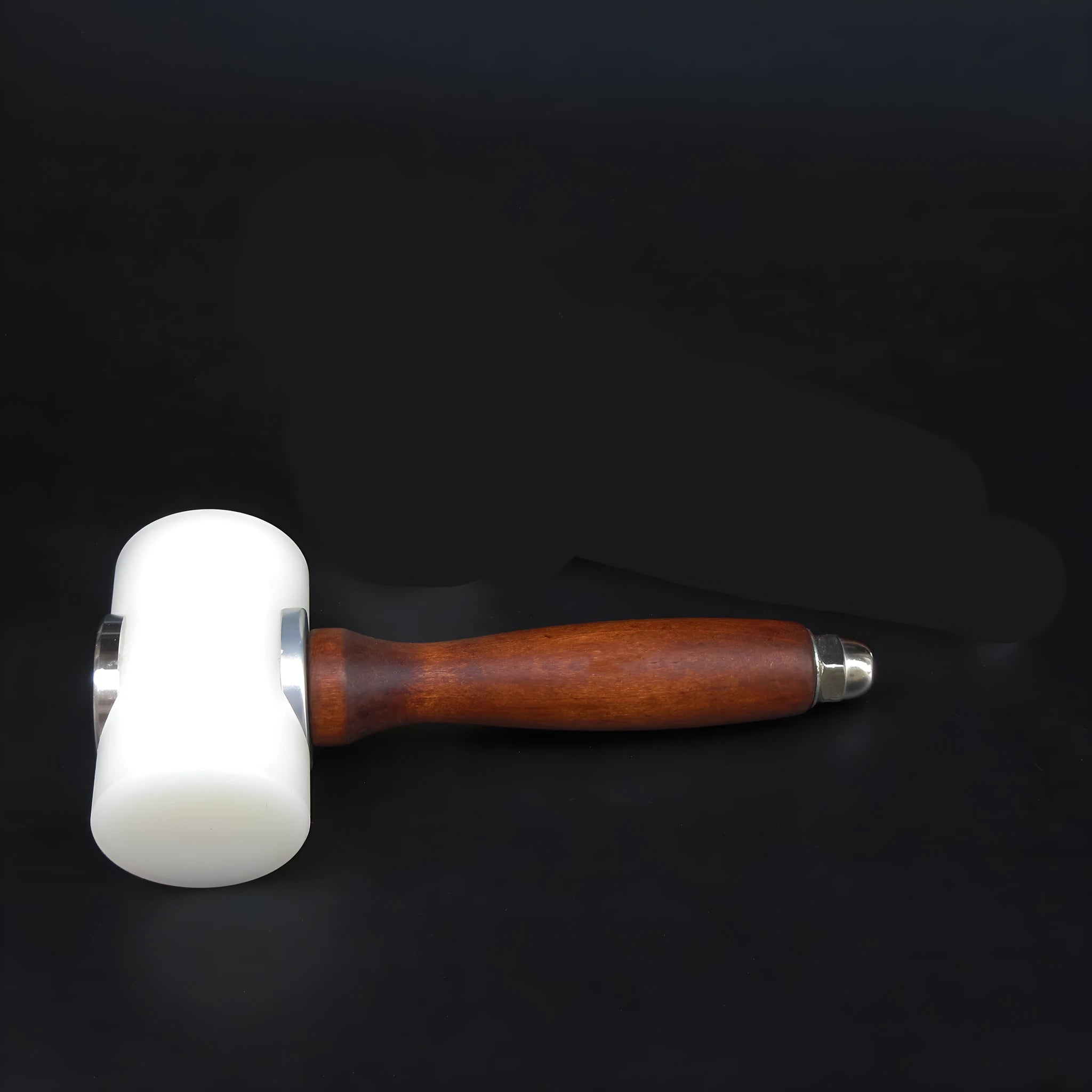 T-shaped nylon leather carving hammer with brown wooden handle for punching and engraving