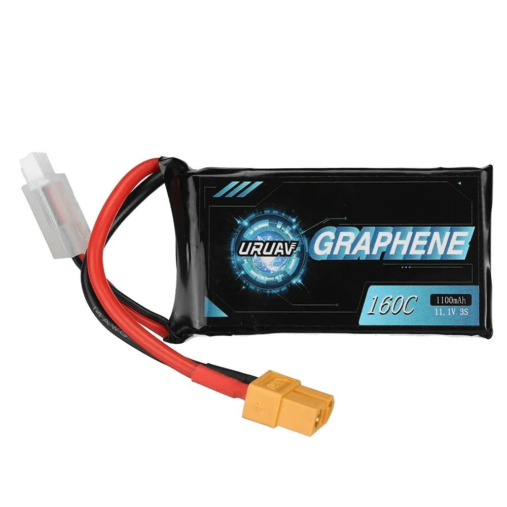 A compact rectangular 7.4V 1200mAh lithium battery for RC model cars and boats.