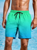 Man wearing grey 3D gradient print mesh sports shorts with micro elastic waistband.