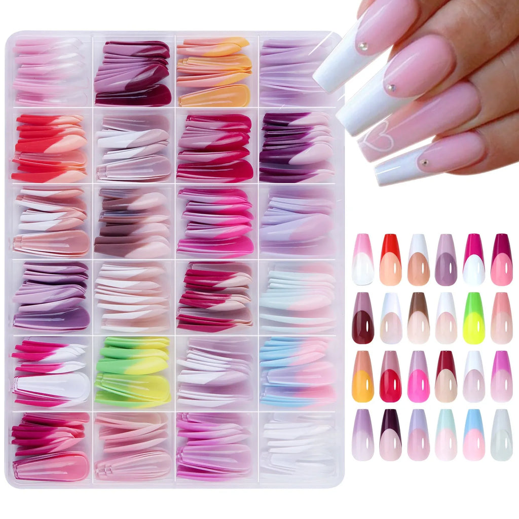 Box of 288 French wear style nail stickers with seamless removable adhesive designs