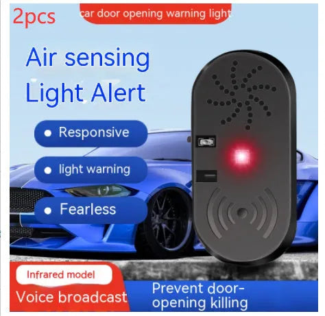 Black car door reminder with infrared sensor for vehicle safety warnings