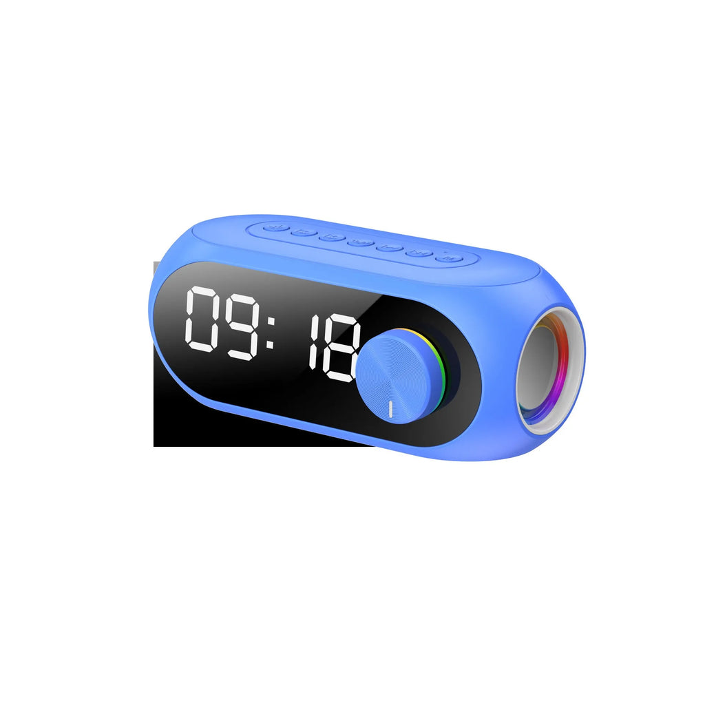 S8 Black portable mini speaker with USB charging cable on a table
