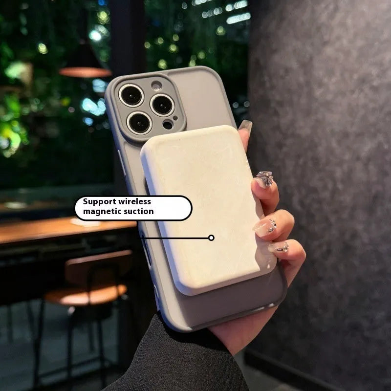 Transparent frost finish magnetic phone case with fold-away pivot bracket for iPhone models