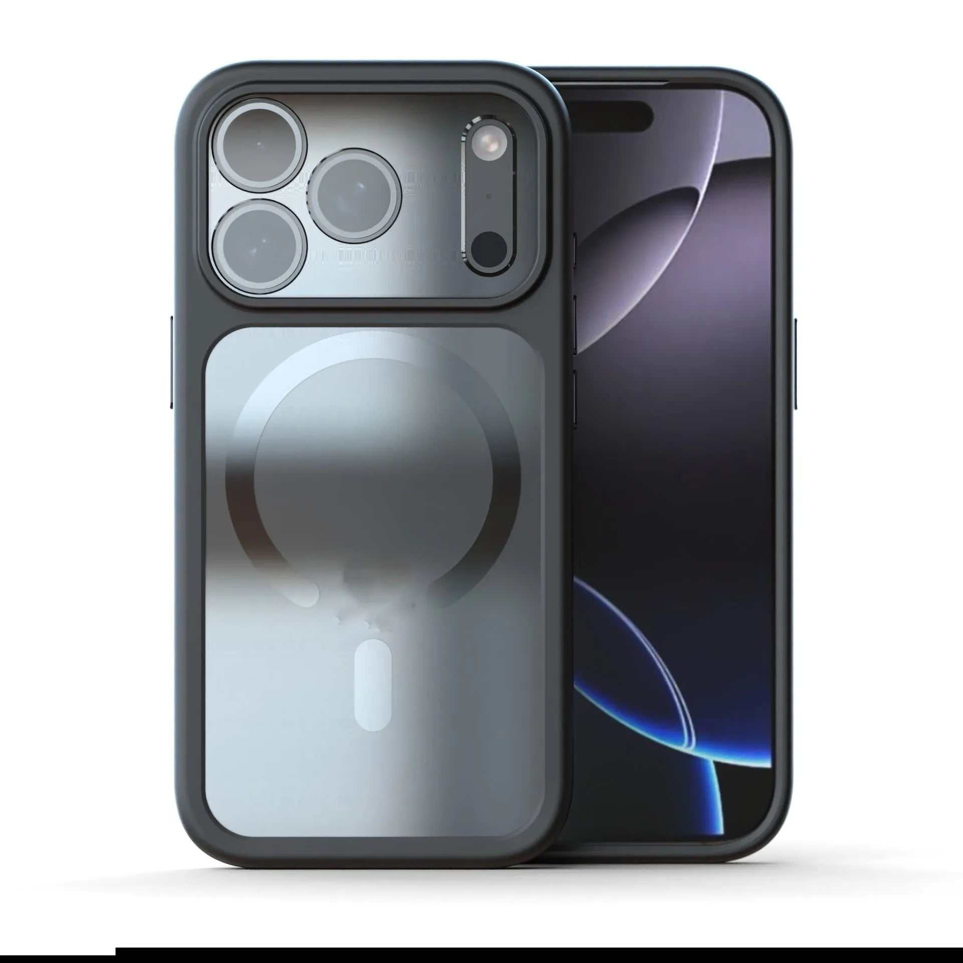 iPhone 17 Pro Max two-in-one magnetic phone case in black, dark blue, and white colours