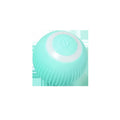 Green automatic rotating ball cat toy with intelligent obstacle avoidance, shown on a hard floor.