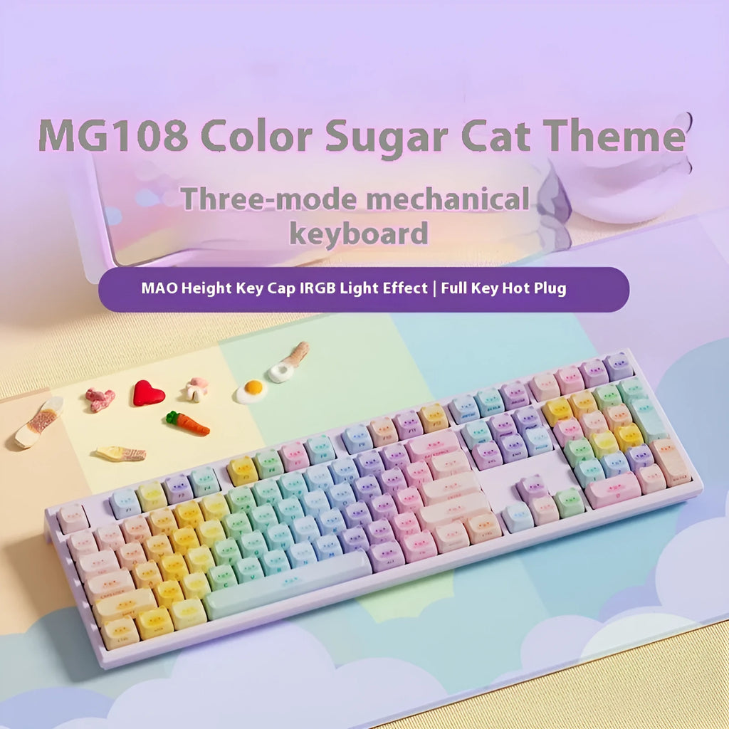 MG108B Colour Sugar Cat mechanical keyboard with Bluetooth wireless and piano switches