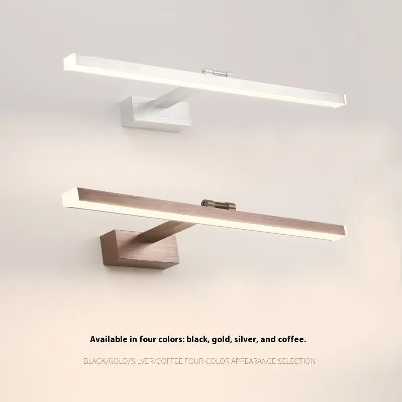 Front LED mirror cabinet lamp, waterproof, aluminium alloy, 40-120cm, black coffee gold silver brown