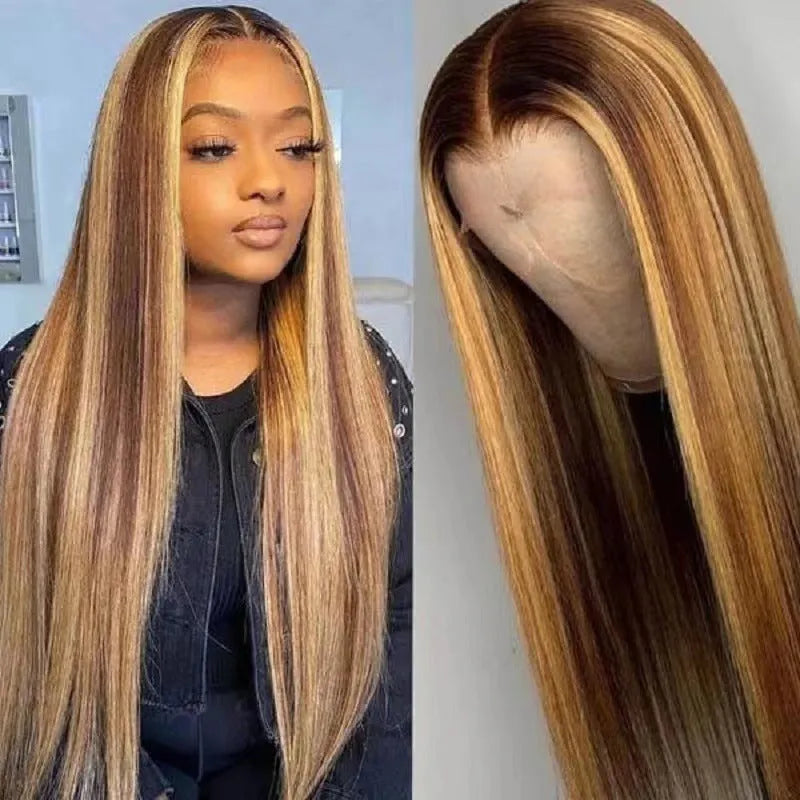 Front lace wig with African black gradient colour and big wave styling on mannequin head