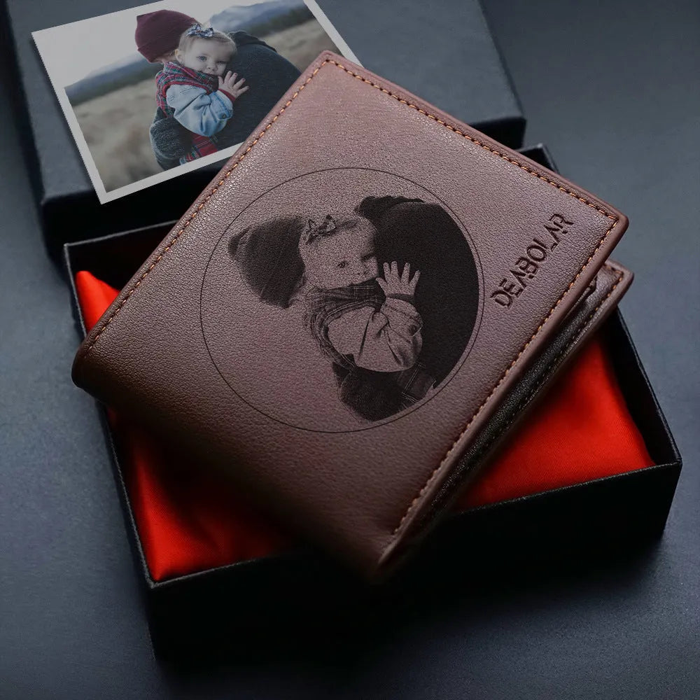 Men's genuine leather wallet with zipper closure, individually packaged for gifting occasions