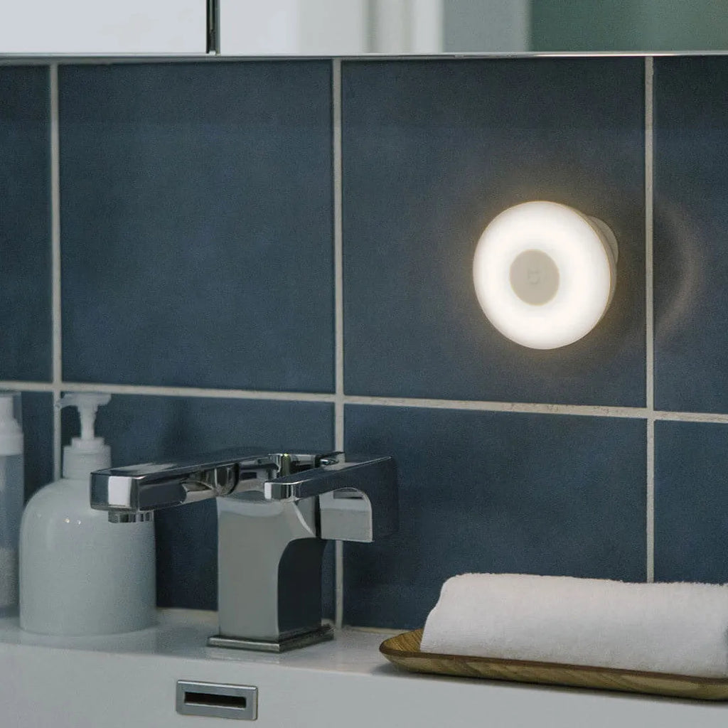 White PC plastic bedside lamp with human body induction sensor and Bluetooth connectivity