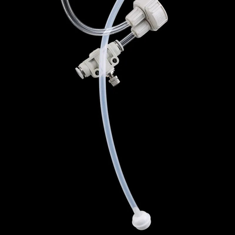Plastic aquarium CO2 generator with attached needle valve and pressure gauge for fish tank use