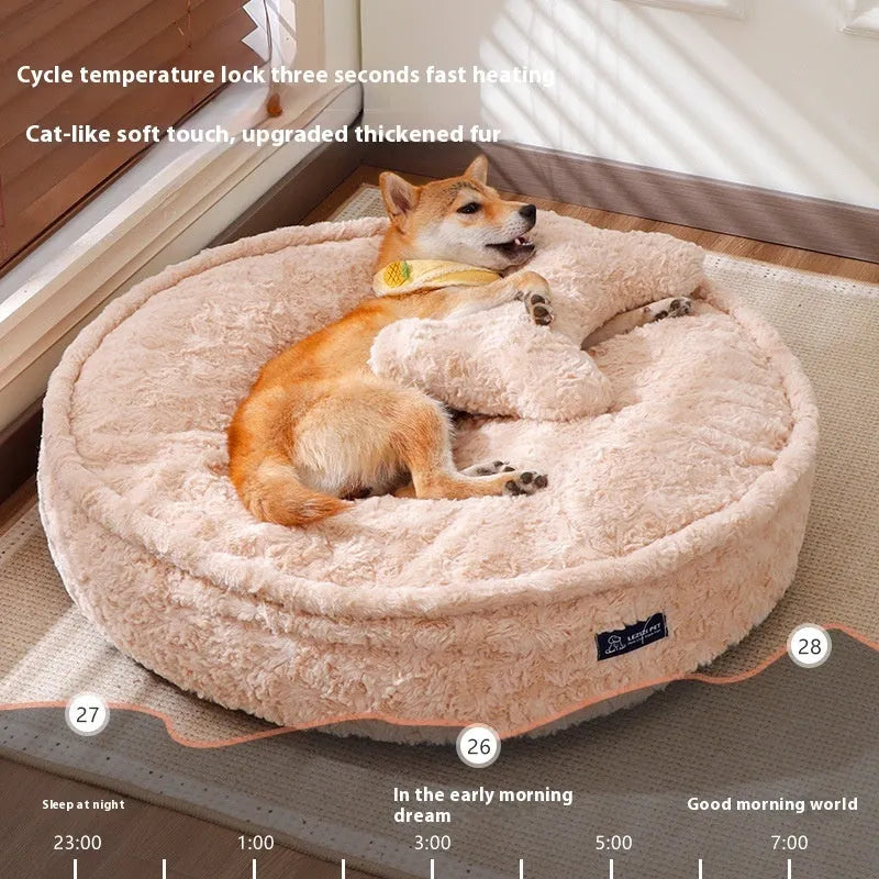 Milk tea coloured round nest pet bed with removable washable cover