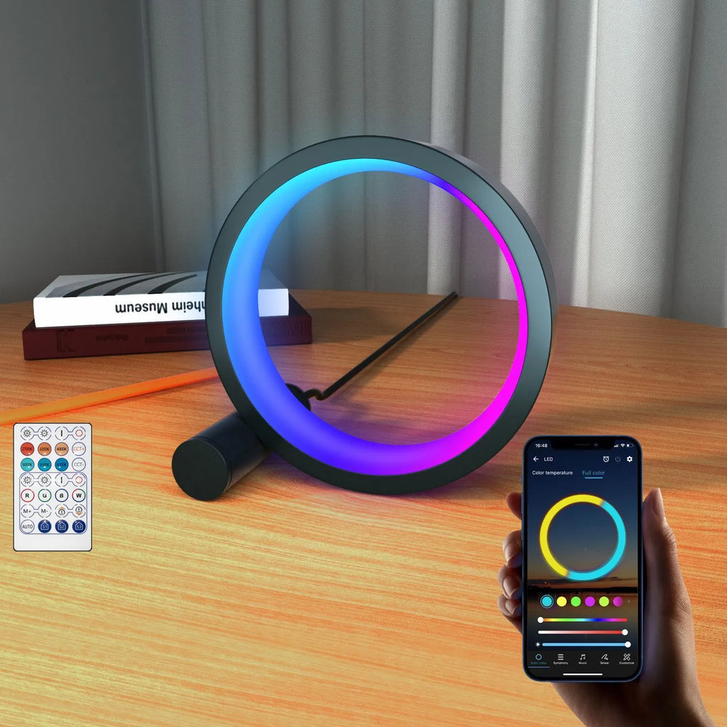 Aluminium alloy smart LED light with music sync mode and app control on a surface