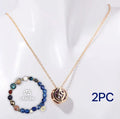 Natural stone beaded necklace and bracelet set with agate, turquoise, jade and obsidian beads