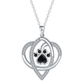 Women's necklace with dog paw and cat footprint copper pendant on cross chain