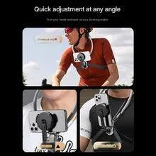 Magnetic neck strap mount for mobile phone and action camera, hands-free chest mount for live streaming and cycling.