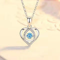 Blue diamond heart necklace and bracelet set with electroplated copper construction and gem inlaid pendant