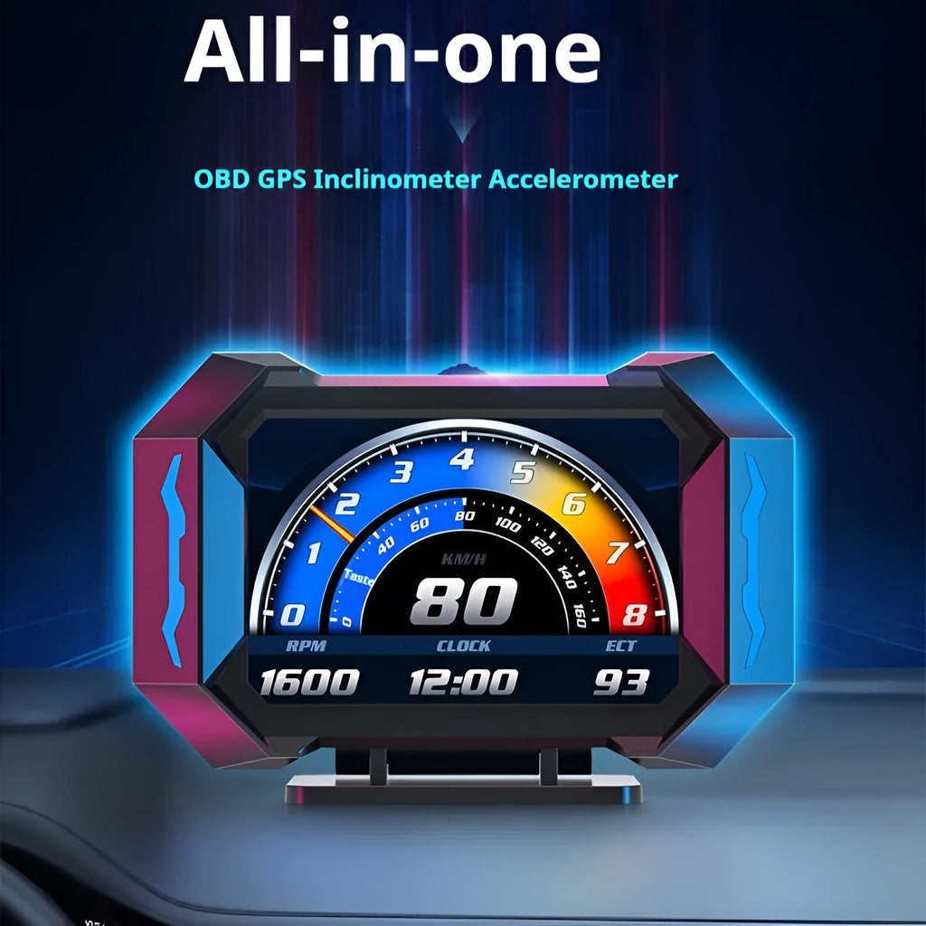Head-up display car LCD code meter in black PC ABS housing projecting speed data