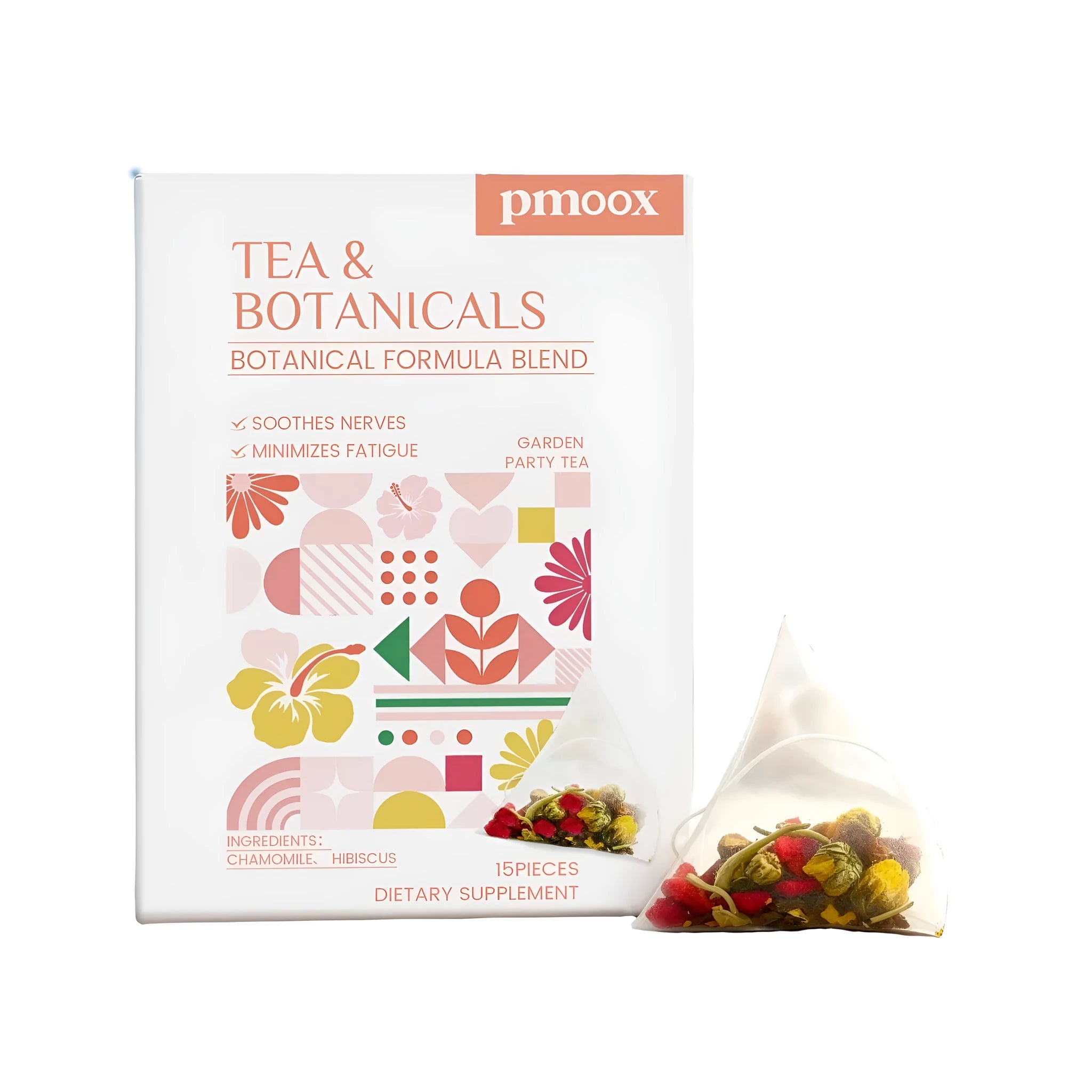 Pack of 15 chamomile and hibiscus flower herbal tea bags dietary supplement caffeine-free